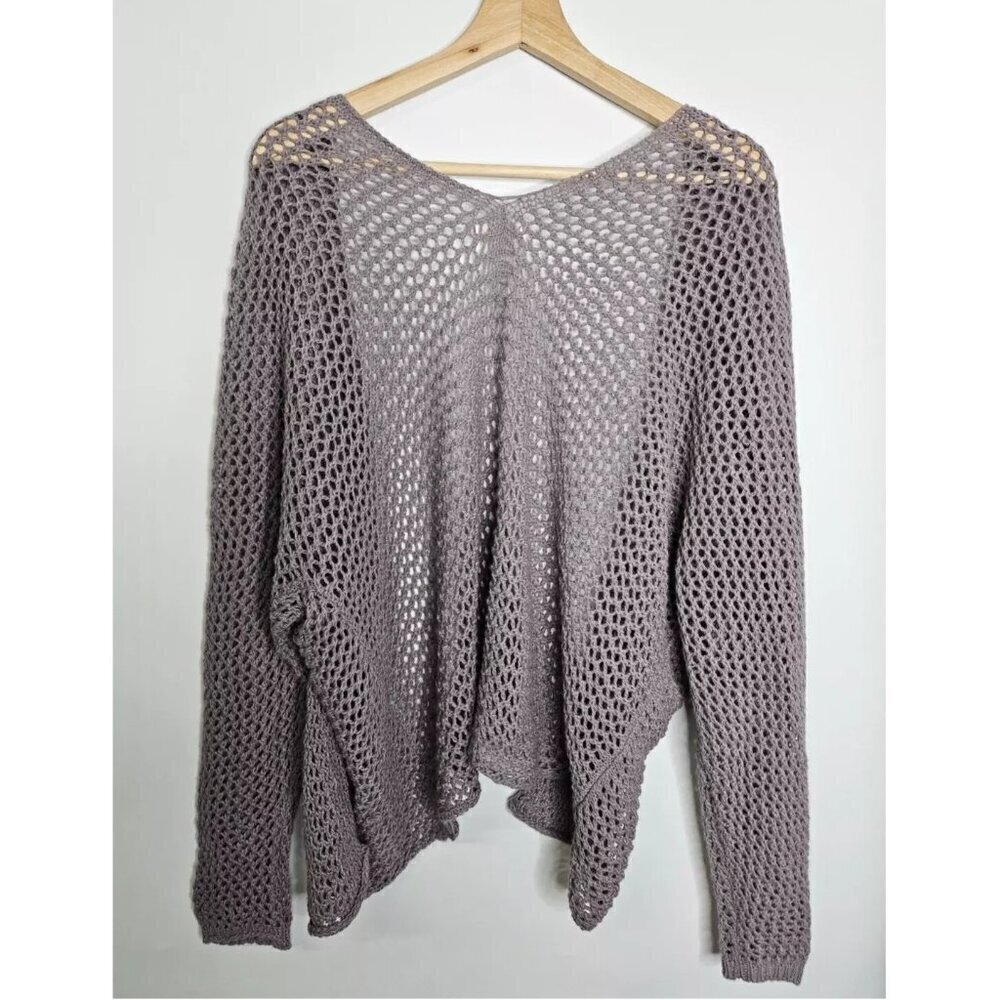 Don’t Ask Why Cardigan Sweater Open Knit Made in Italy Women's One Size Purple